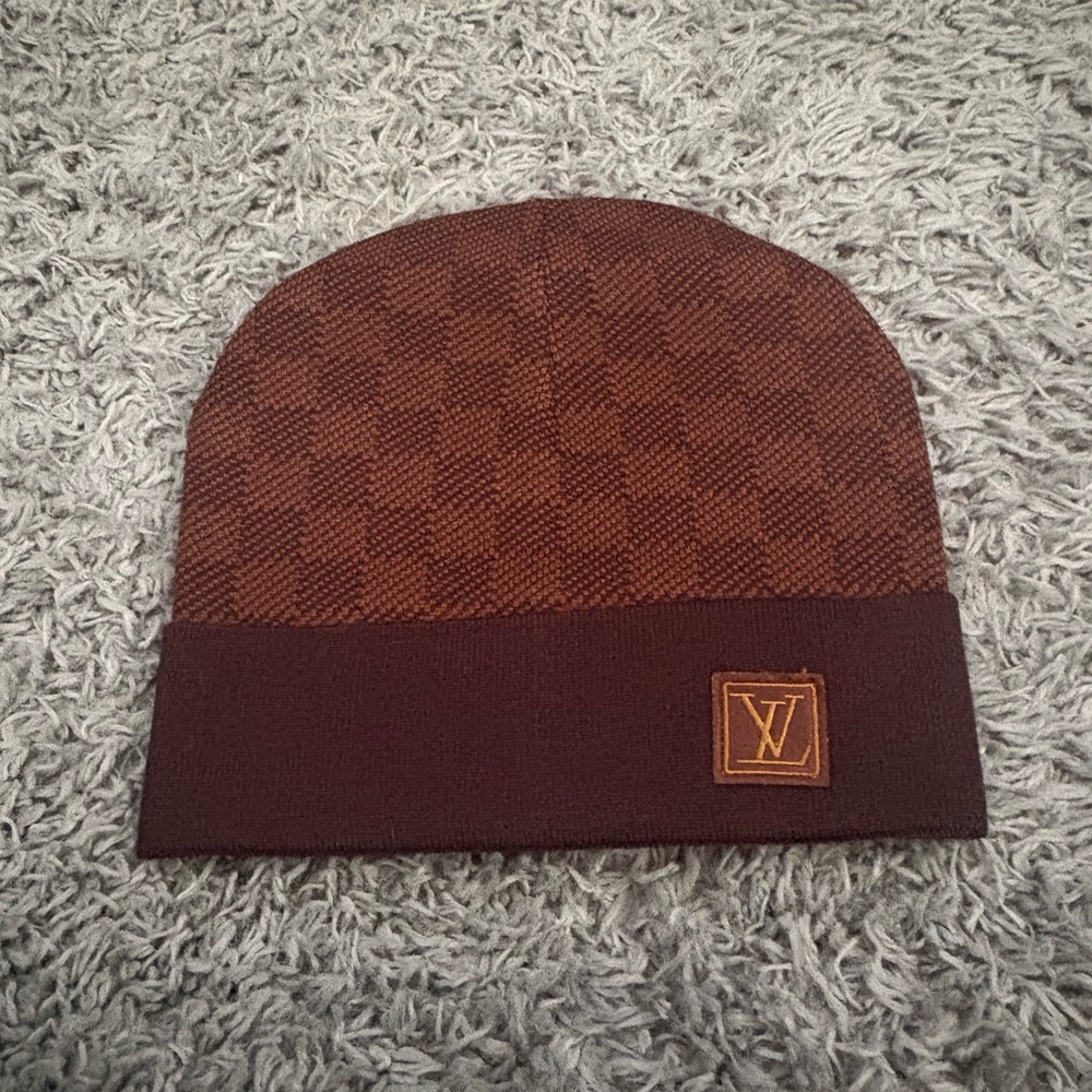 Louis Vuitton Brown Damier Knit Cuff Beanie